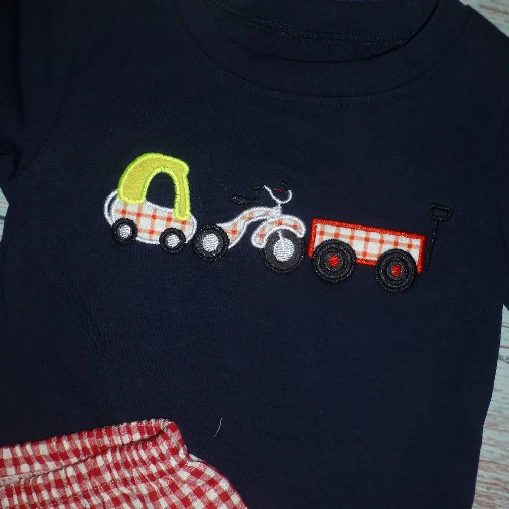Boutique Girls Tricycle Wagon Buggy Shorts Outfit Set